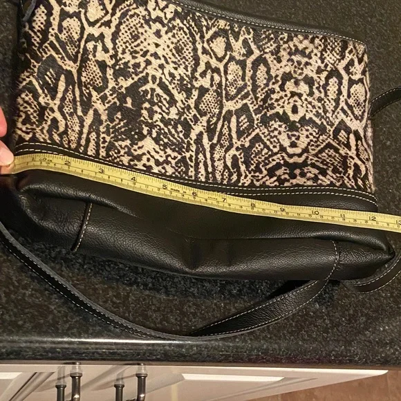 Myra Bag Black and Tan Antiquated Leather & Hairon Snake Print Bag - Picture 14 of 15